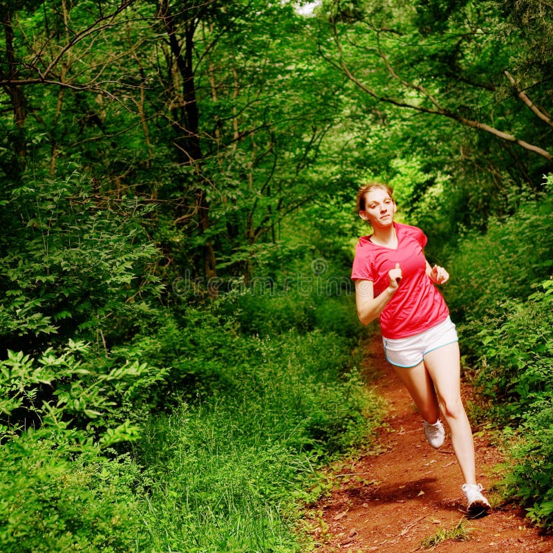 Woman In Red Running