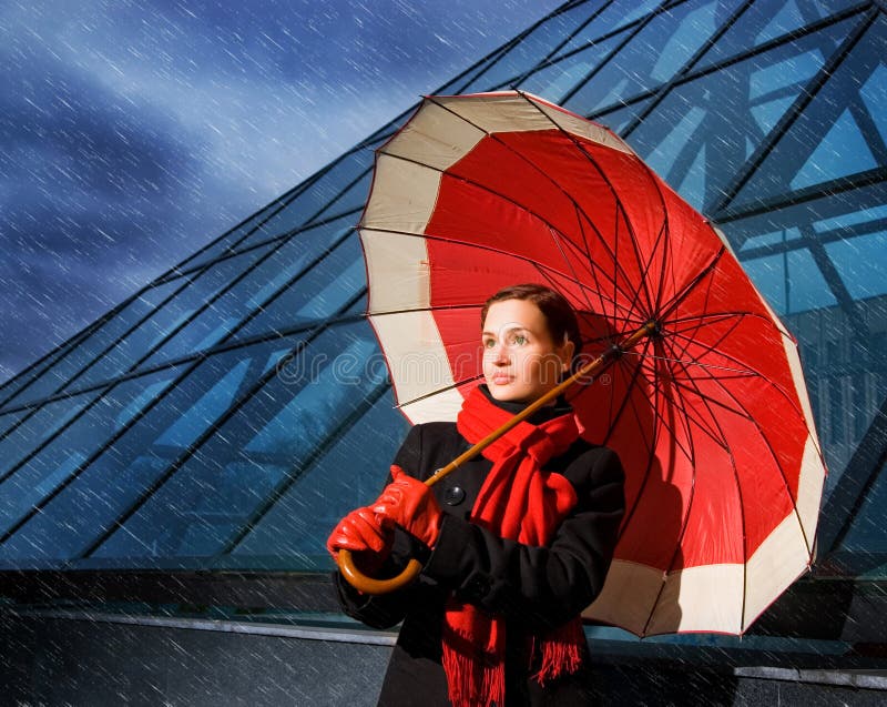 Woman with red umbrella