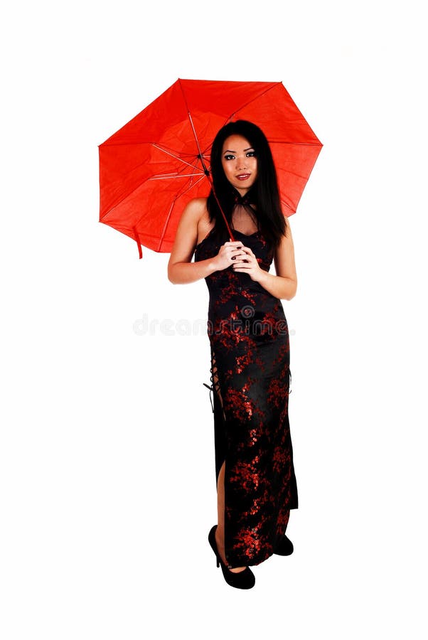 Woman with red umbrella.