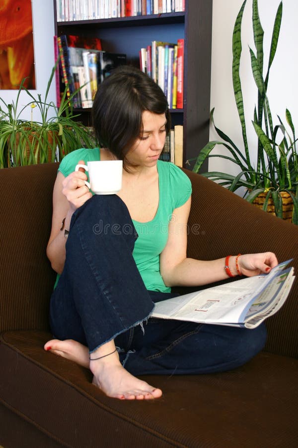Woman relaxe in living room