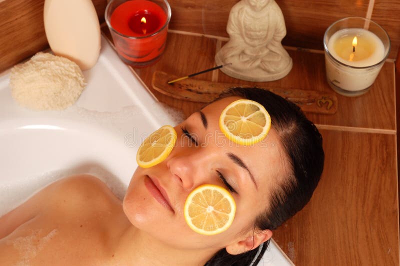 Woman relaxing in bath