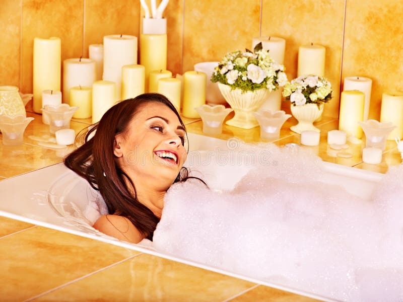 Woman Relaxing At Bubble Bath. Royalty Free Stock Images Image 36717099