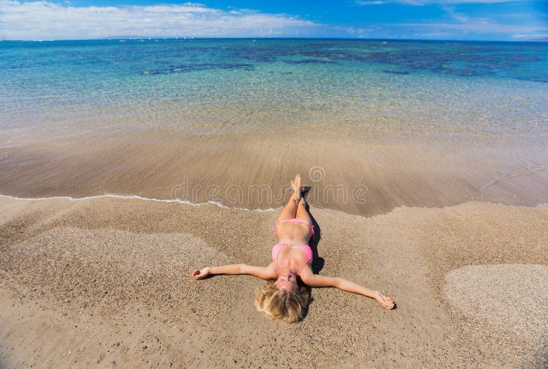 Woman Relaxing On Tropical Beach Stock Image Image Of Nature Enjoy