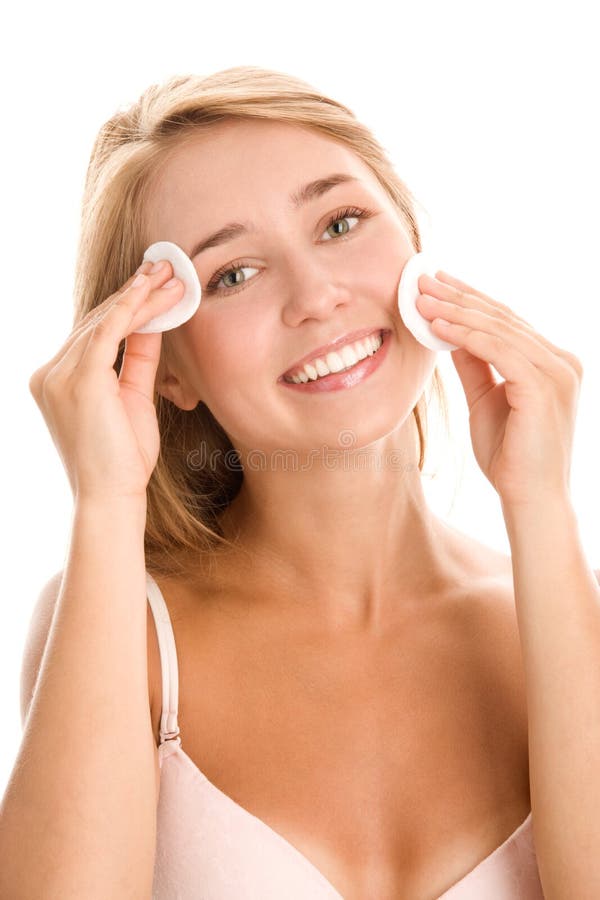 Woman removing makeup royalty free stock image Woman removing makeup royalty free stock image