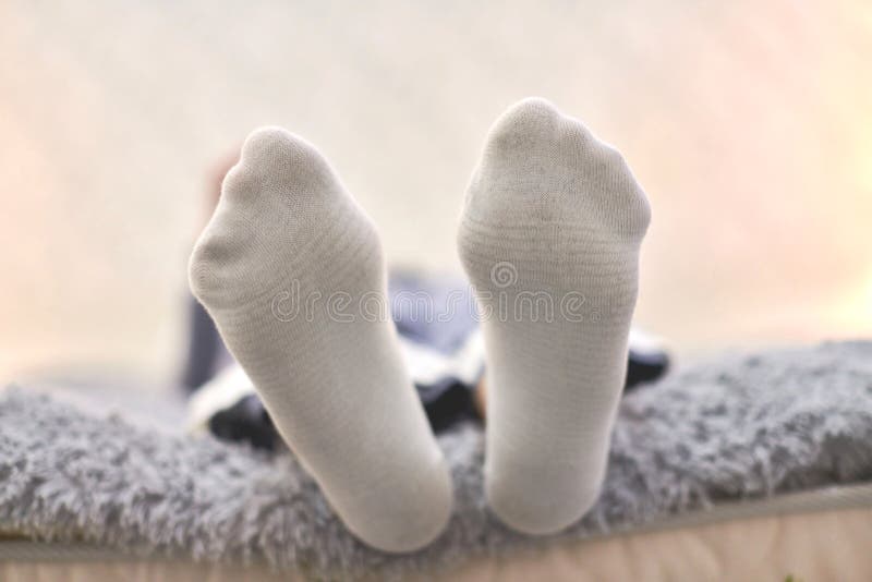 Darling Predict Twinkle Woman Resting on Sofa in White Striped Socks, Close Up Stock Image - Image  of cold, adult: 212080643