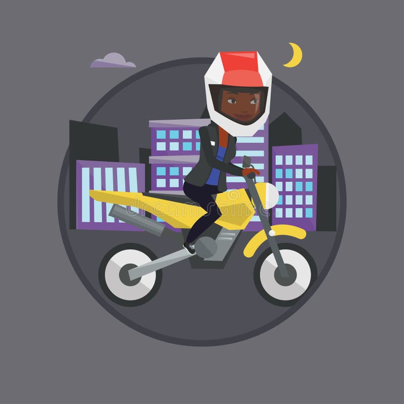 Download Woman Riding Motorcycle At Night. Stock Vector ...