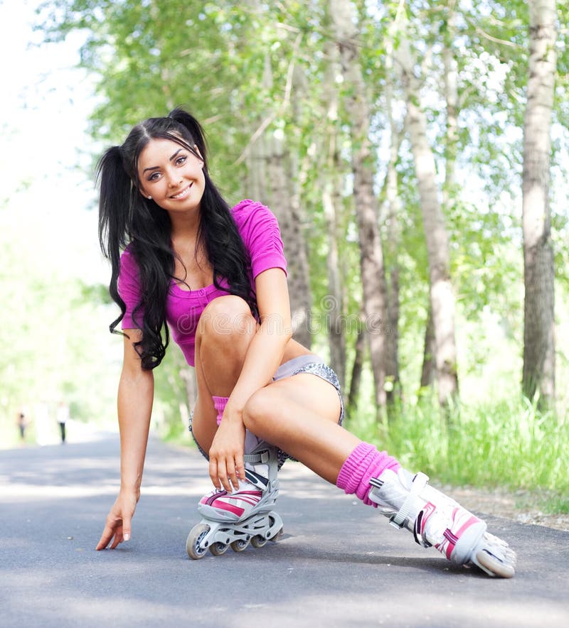 Woman on roller skates