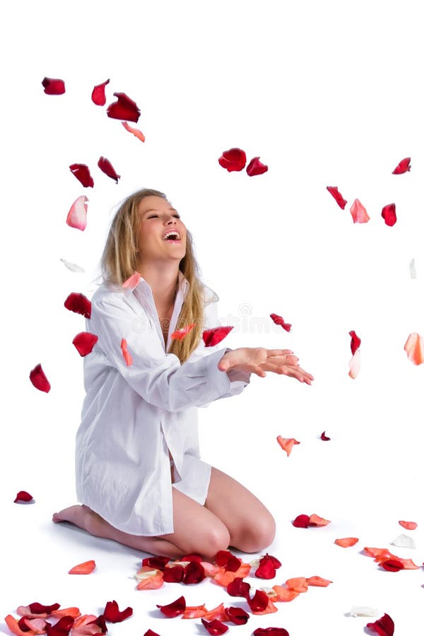 Woman with rose-petal