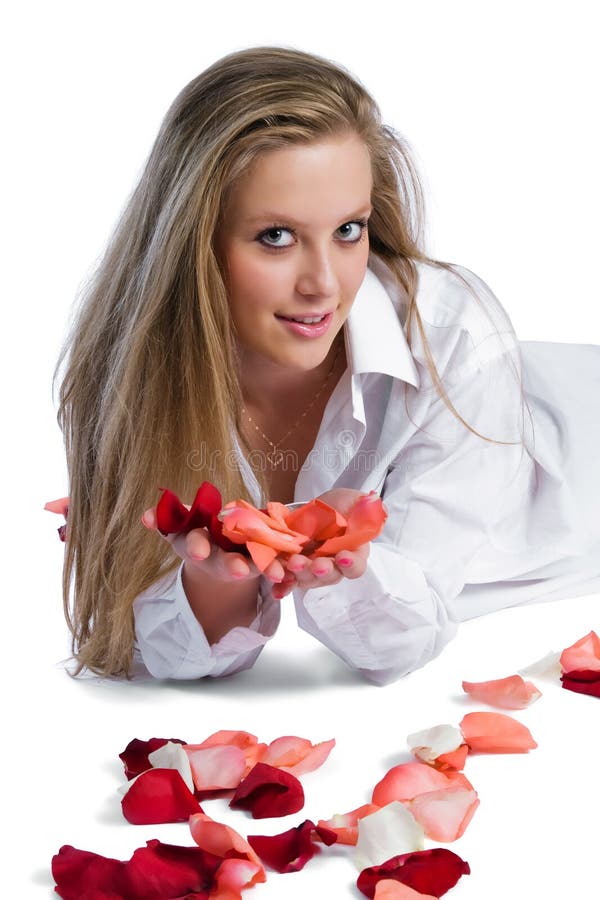 Woman with rose-petal