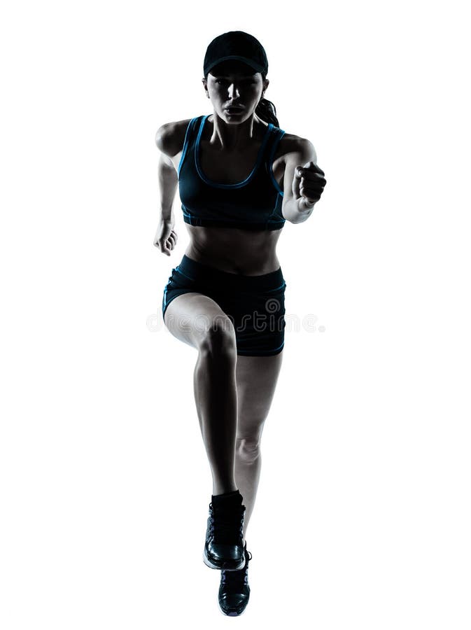 Woman runner jogger jumping silhouette