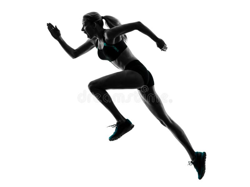 Woman runner running jogger jogging silhouette