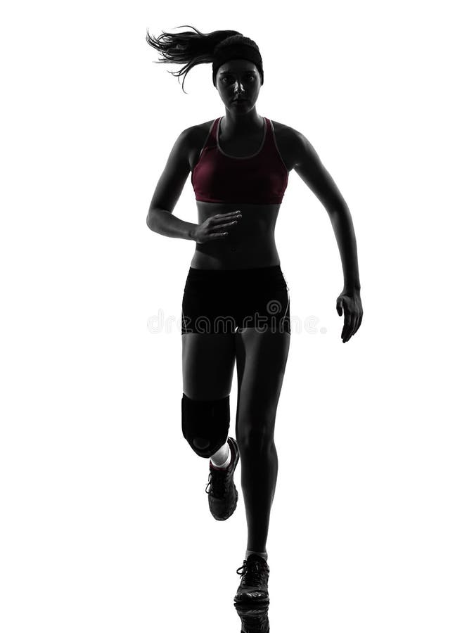 Woman runner running marathon silhouette