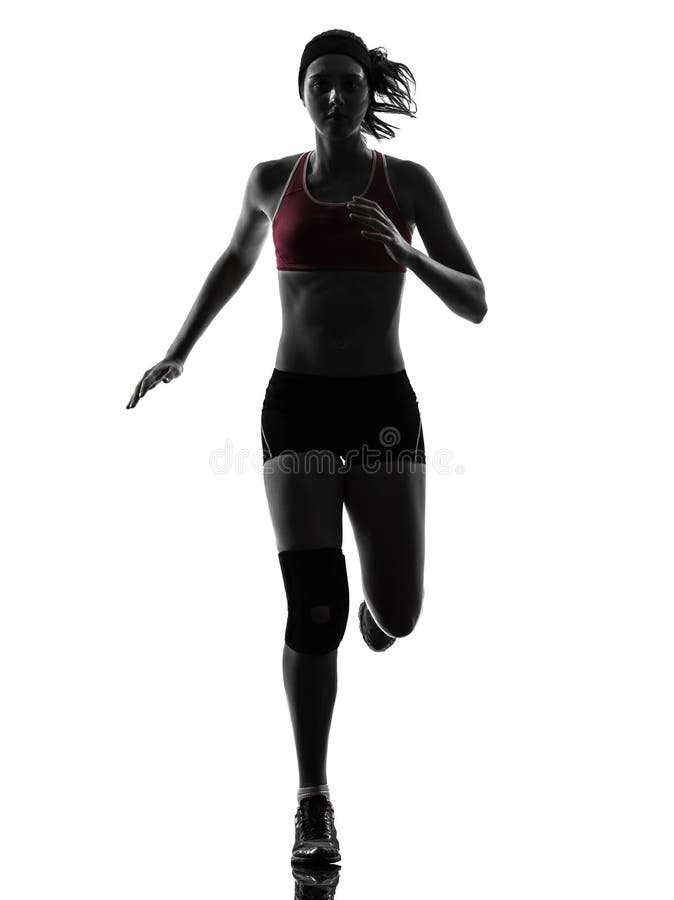 Woman runner running marathon silhouette