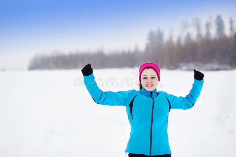 Woman running in winter stock images Woman running in winter stock images