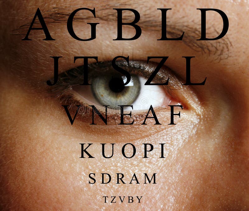 Woman?s Auge während des Prüfungsanblickdiagramms stockbilder Woman?s Auge während des Prüfungsanblickdiagramms stockbilder