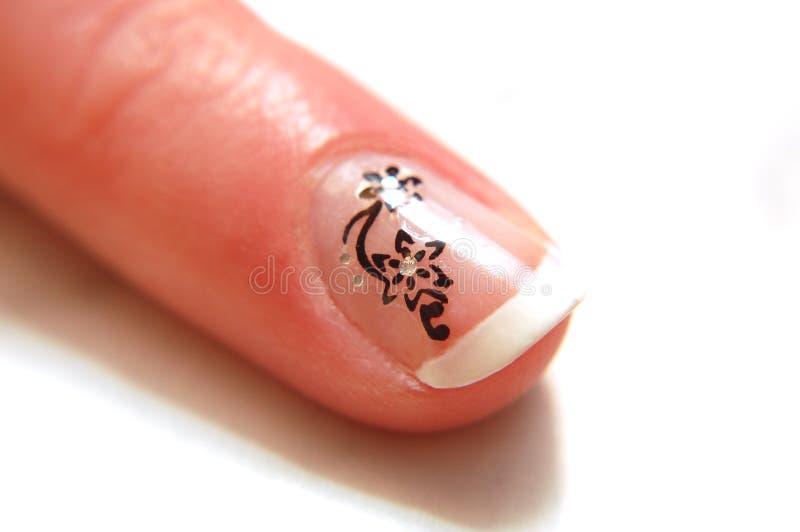 Woman S Beautiful Finger Painted White Nail Stock Image Image of