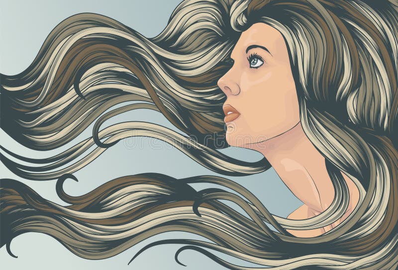 Hair Blowing In The Wind Drawing Woman S Face With Long Detailed