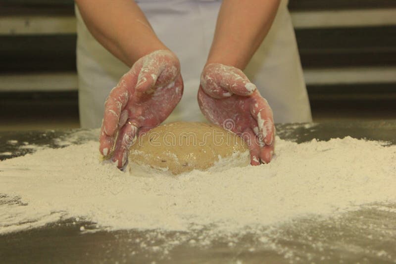 Woman`s Hands Kneading the Bread Dough. Making Dough by Female Hands ...