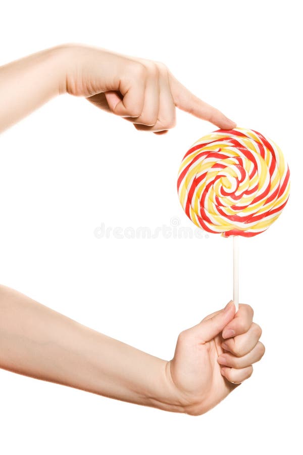 Woman S Hands with Lollipop Stock Image - Image of person, large: 14035101