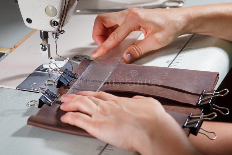 Woman's Hands On Sewing Machine Stock Photo Image of sewing