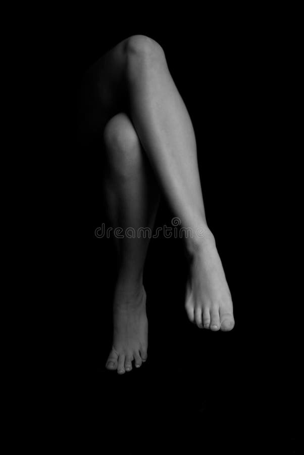 Woman S Legs in Black and White Stock Image Image of feet, knees