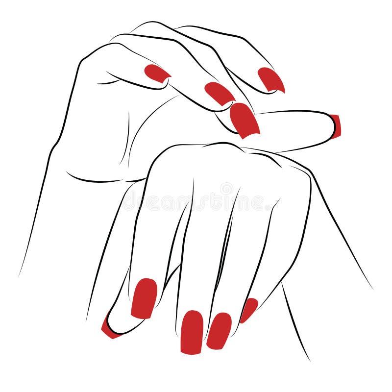 Female Hand and Leg with Red Nails, Manicure, Pedicure. Logotype Stock ...
