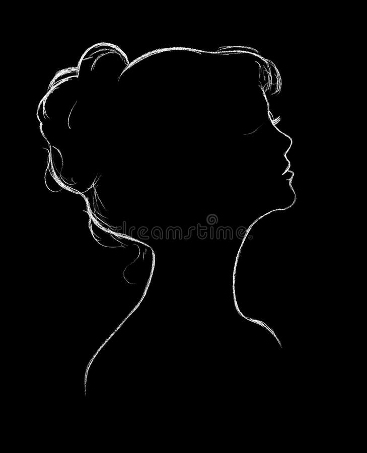 A Woman`s Profile on a Black Background Stock Illustration - Illustration  of brain, black: 209662864