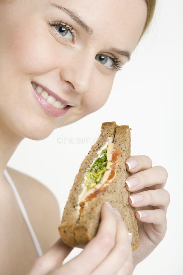 Woman with sandwich