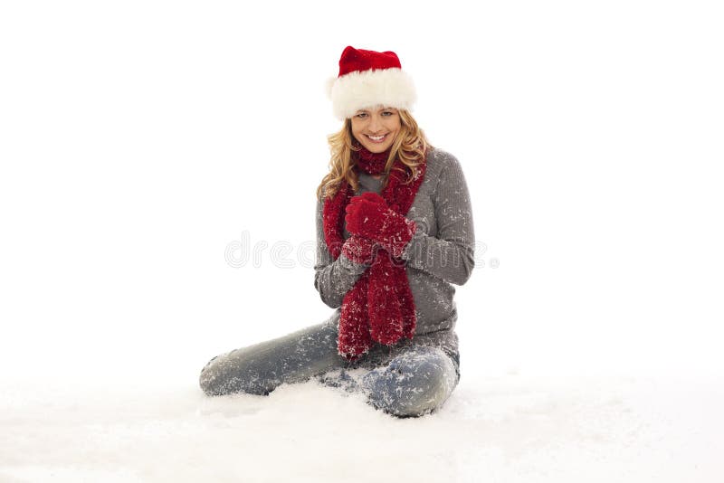 Woman in Santa hat