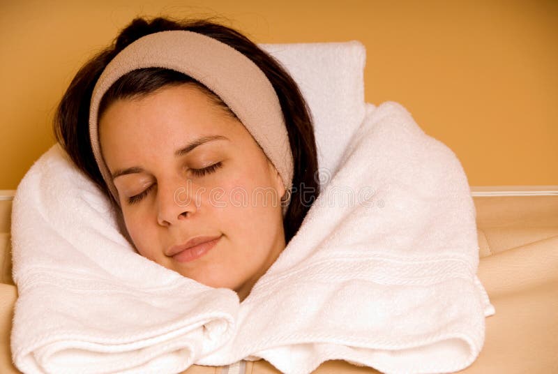 Woman in sauna