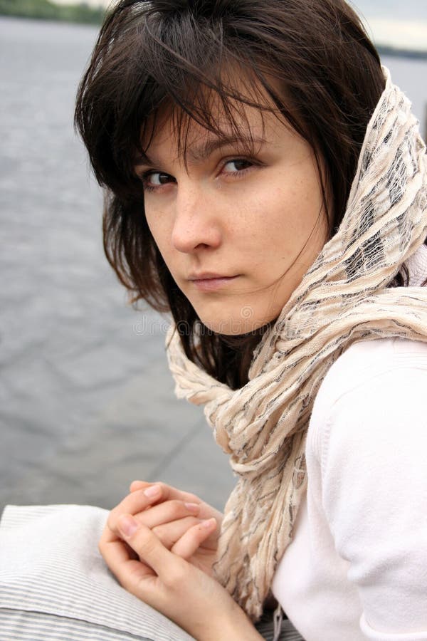 Woman in scarf stock photo. Image of girl, attention 27325158