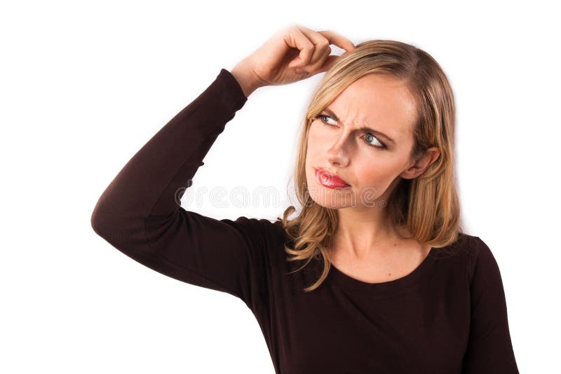 Woman Scratching Head Stock Image Image Of Confused 10096741