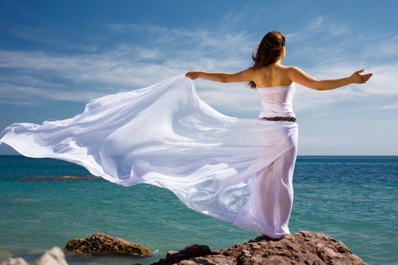 Woman and sea beach