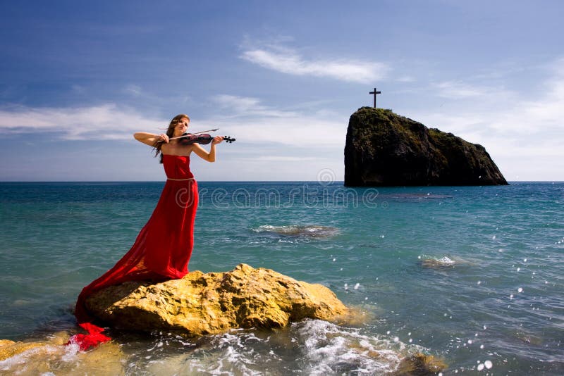 Woman and sea beach