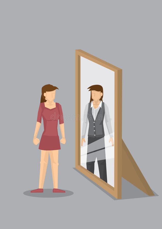 Woman Sees Herself As Professional in Mirror Reflection Vector I Stock Vector - Illustration of identity, professional: 87093414 Woman Sees Herself As Professional in Mirror Reflection Vector I Stock Vector - Illustration of identity, professional: 87093414