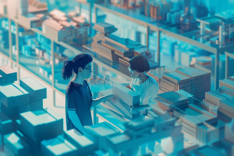 Selectarea de materiale și echipamente din lemn la magazinul futurist de hardware pentru renovare vector illustration