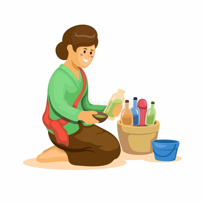 Woman Selling and Making Traditional Herbal Drink Aka Jamu is ...