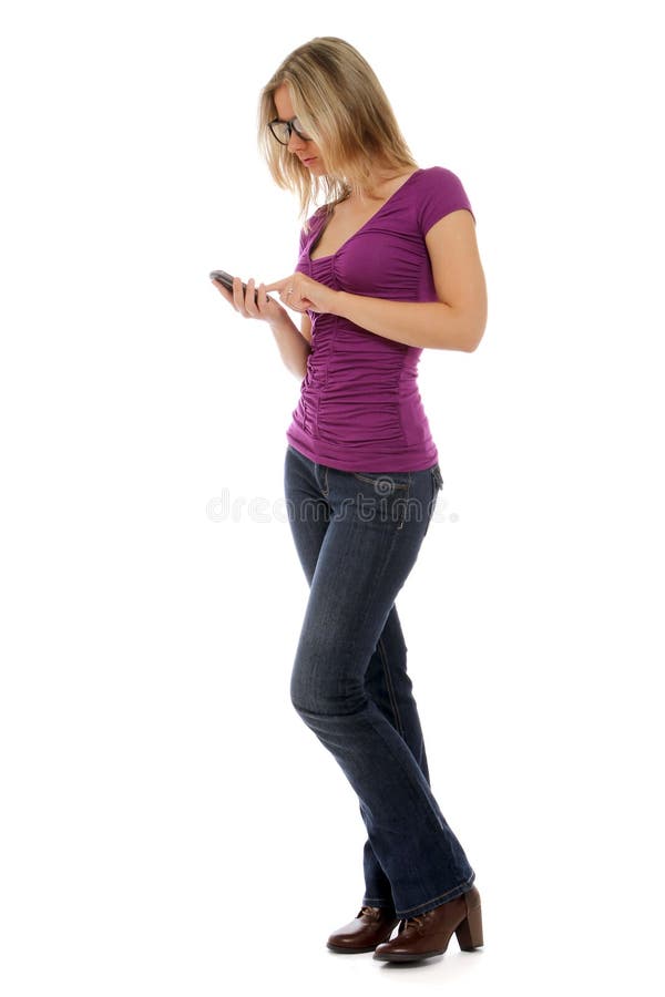 Woman sending a text message