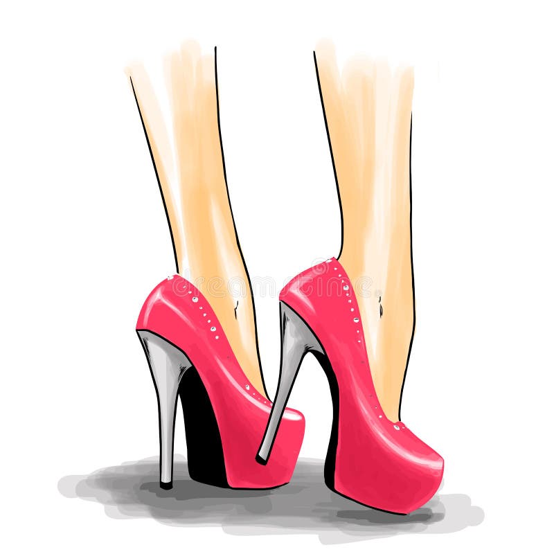 Woman Shoes with High Heels. Fashion Illustration Stock Vector ...