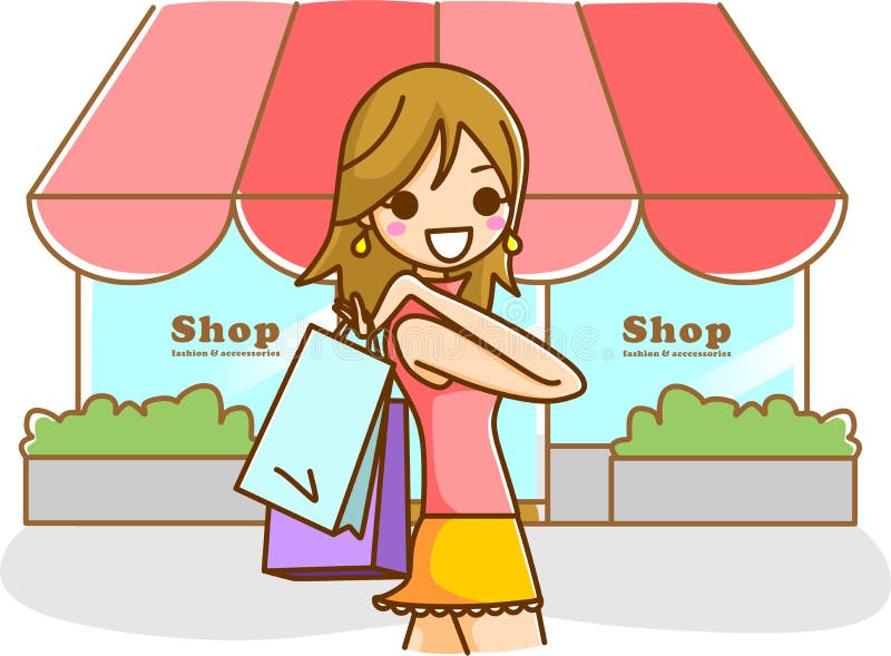 Woman Shopping stock illustration. Illustration of walking - 21696555