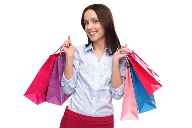 Woman with shopping bags stock image. Image of woman 28045487
