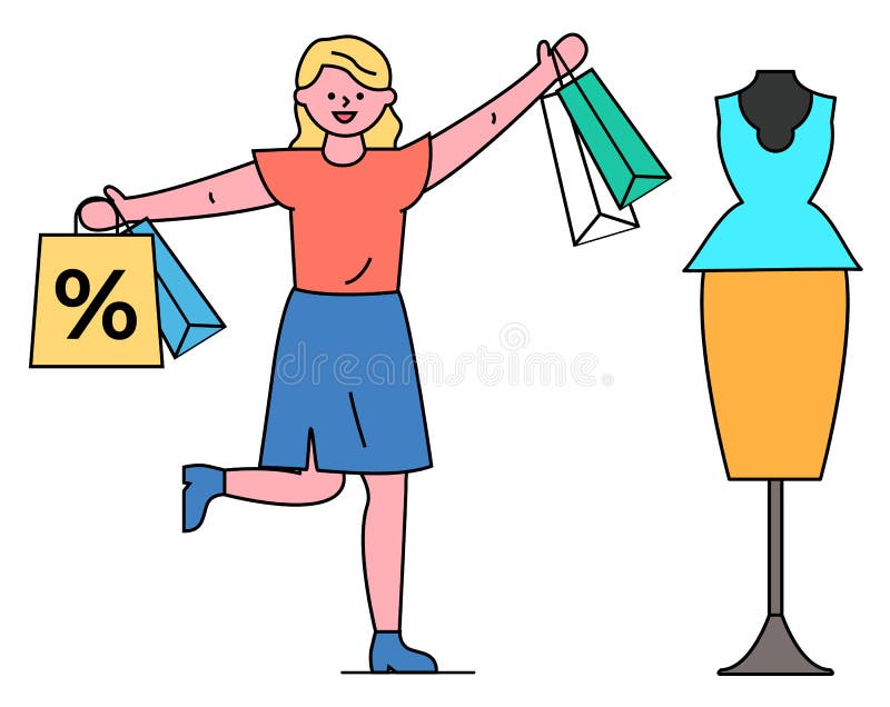 Woman Shopping at Boutique on Discounts and Sales Stock Vector -  Illustration of design, designer: 164926381