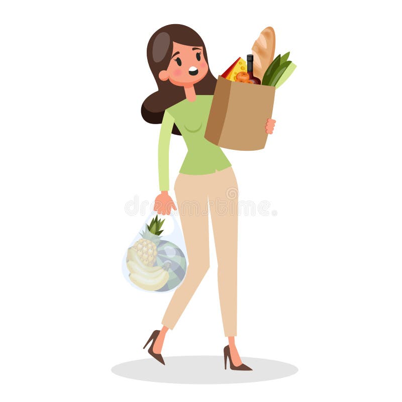 Woman Shopping. Grocery Store Stock Vector - Illustration of grocery, food: 146823889 Woman Shopping. Grocery Store Stock Vector - Illustration of grocery, food: 146823889