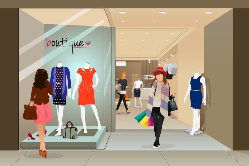 Woman shopping in a mall vector illustration