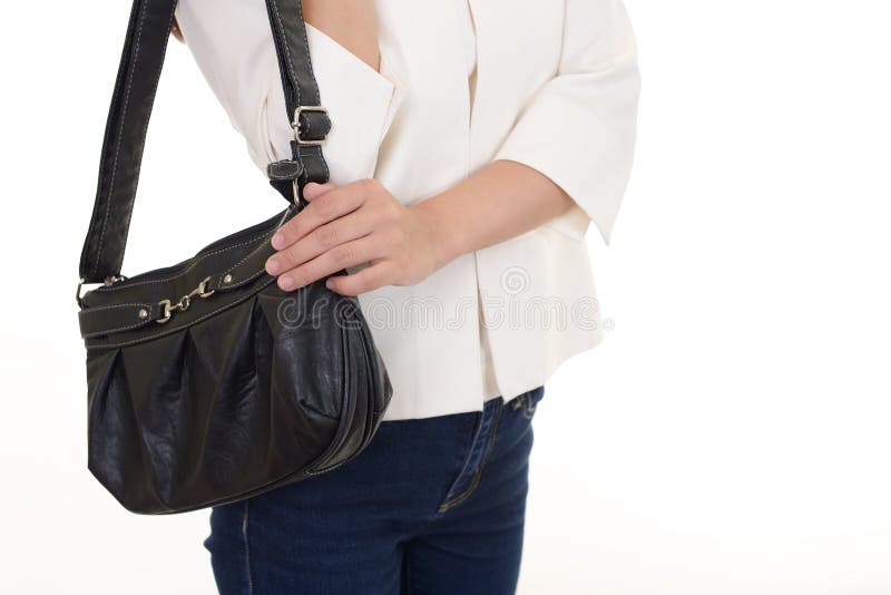 Woman with a shoulder bag stock image. Image of office - 93332721