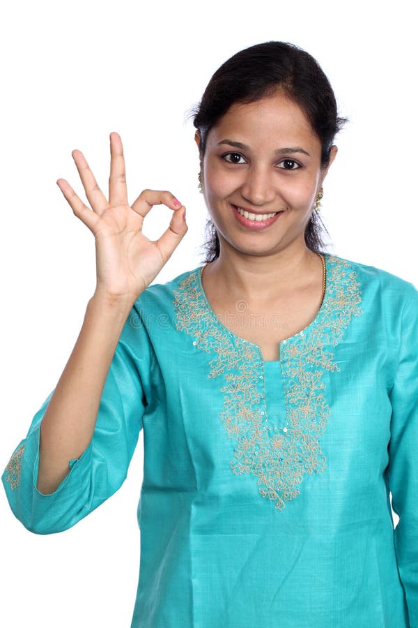 Indian Slim Girl Saying Excellent Stock Photo - Image of indian