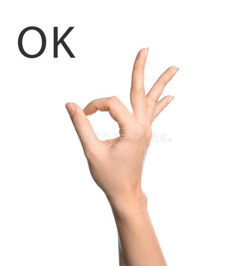 Woman Showing OK On White Background American Sign Language Stock woman-showing-ok-on-white-background-american-sign-language-stock