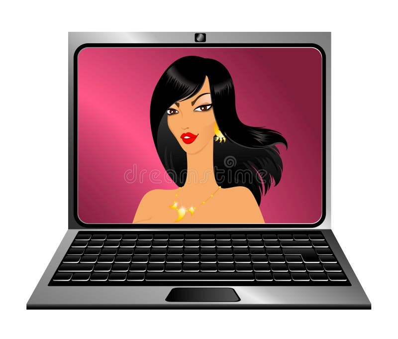 Woman, showing a palm laptop