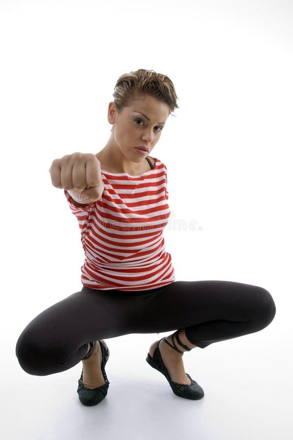 Woman showing punch