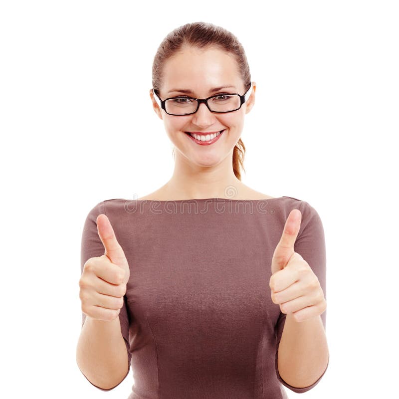 Woman showing thumbs up sign